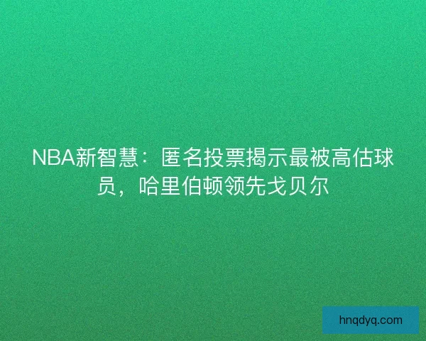 NBA新智慧：匿名投票揭示最被高估球员，哈里伯顿领先戈贝尔